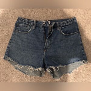 Abercrombie & Fitch Curve Love High-Rise Raw Hem Denim Shorts